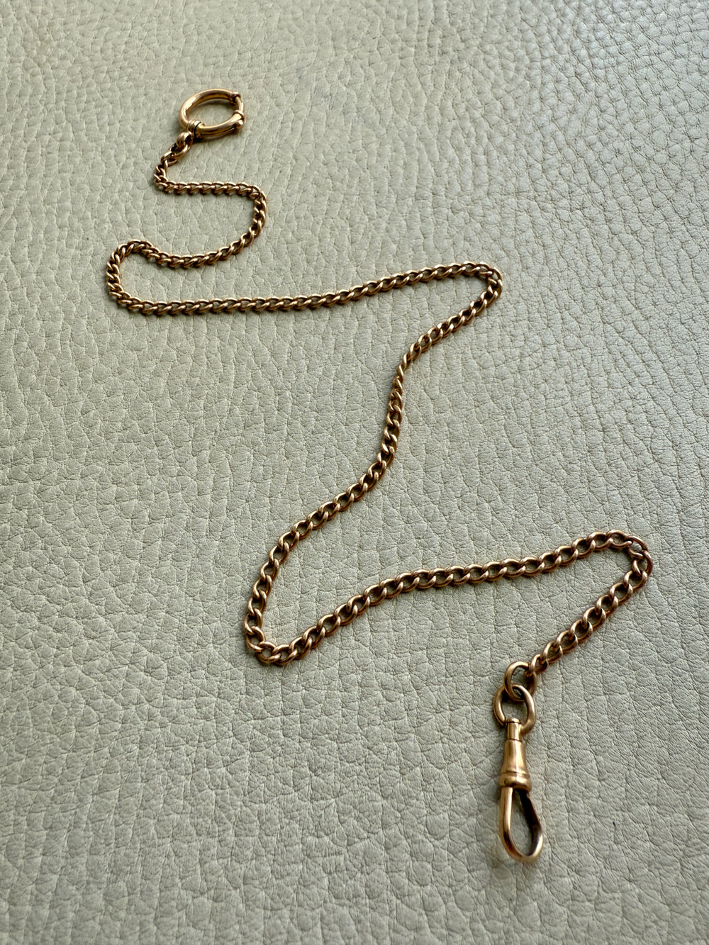 1899 Antique Swedish 18k Gold Curb Link Watch Chain Necklace - 15.8 inch length