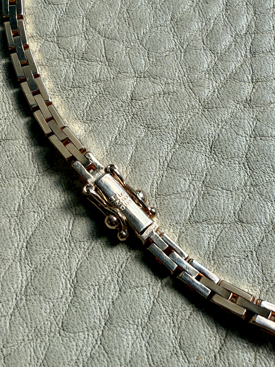 Shimmering Vintage 14k Gold Cleopatra Link Necklace - 17.8 inch length