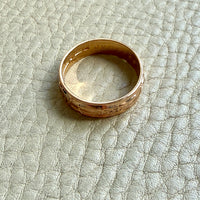 1988 Vintage Swedish 18k Gold Band Ring with Symbols – Size 11