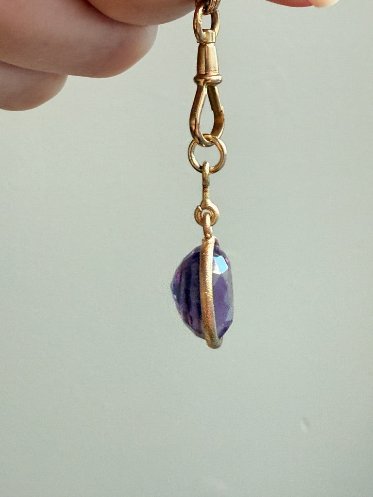 Vintage Scandi 18k gold Faceted Amethyst Pendant