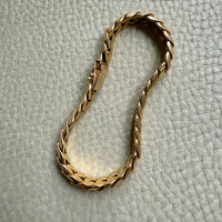 Impeccable! Vintage European 14k gold Tight Curb Bracelet with Alternating Link Texture - 7.7 inch length