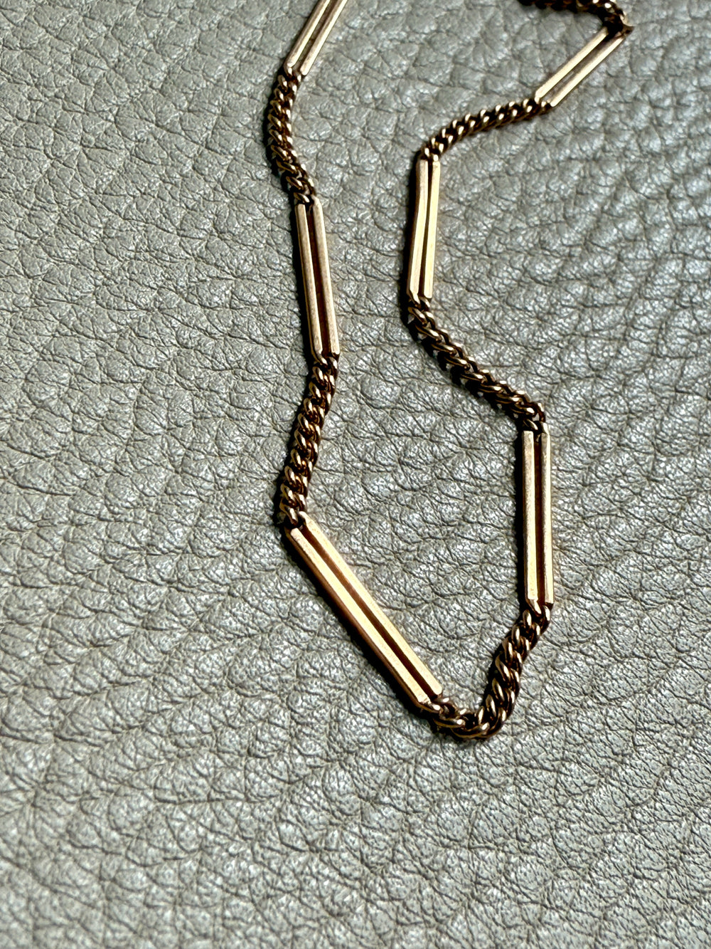 18k Gold Vintage Bar Link Variation Necklace - 21.75 inch length