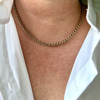 Antique 9k Gold Cable Link Necklace with Barrel Clasp - 17.5 inch length