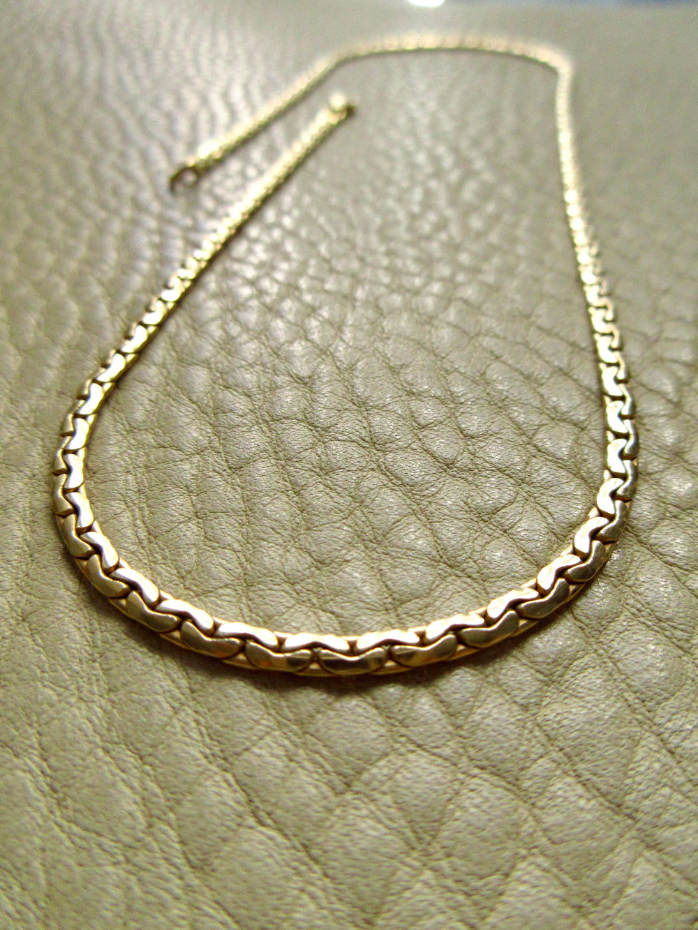 Vintage French Virola Link Chain Necklace 18k Gold – 15.75 Inch length