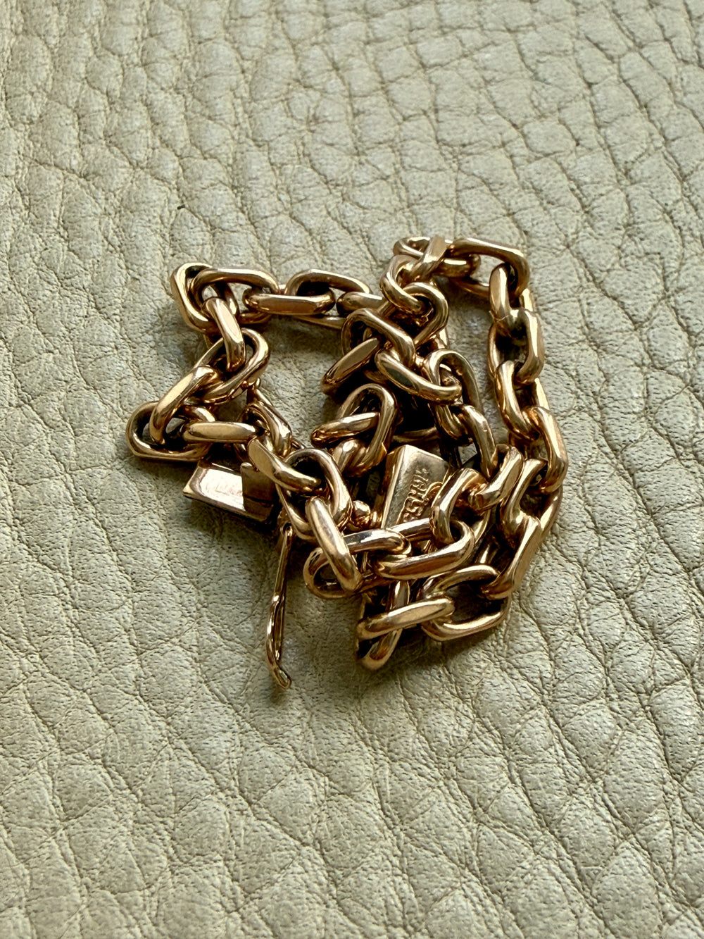 1960s era Vintage Danish 14k Gold Biker Chain Bracelet – 7.75 Inch Length