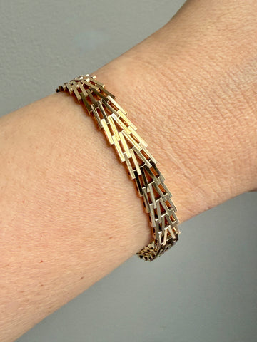 Vintage Danish Geneva Link Bracelet in 14k Gold Signed SV Glymerrs - 7.4 inch length