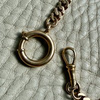 Antique 18k Gold Curb Link Watch Chain Necklace Extender with Large Bolt Clasp - 11 inch length