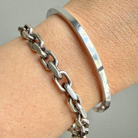 1960-1973 Robert Valentin Olsen - Chunky Silver Biker Link Bracelet with Toggle Clasp - 8.6 inch length