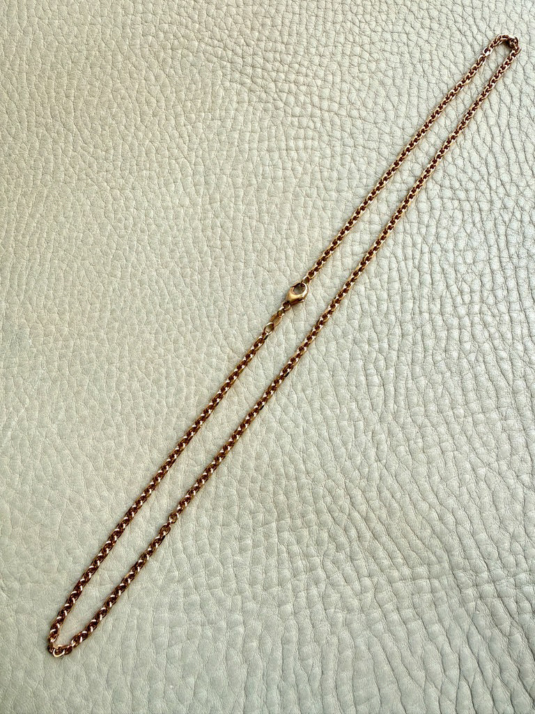 Vintage Italian 3mm Solid Biker Link Chain Necklace 18k Gold – 19.75 Inch Length