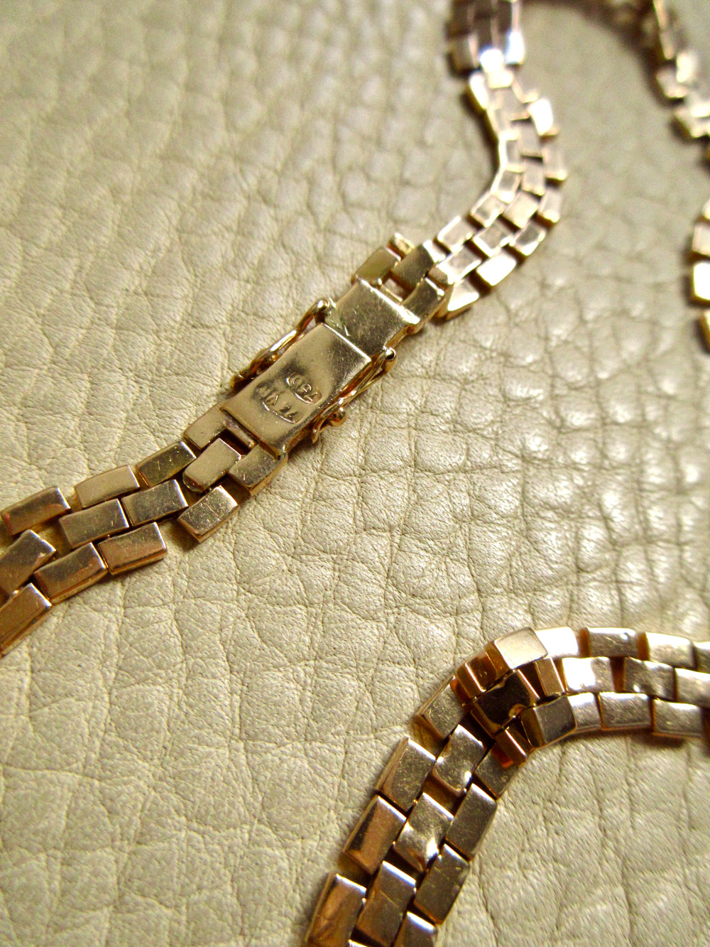 SILKY! Midcentury Italian Brick Link Necklace 18k Gold – 18.5 Inch Length