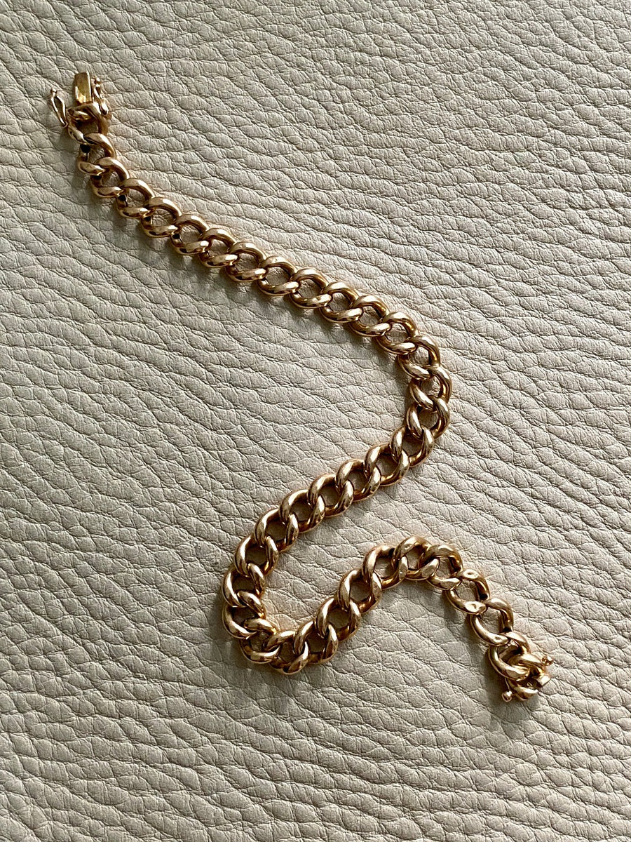 1932 Puffed curb link bracelet in 18k gold - by Gustaf Möllenborg - 8.25inch length