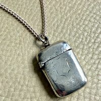 European Antique Silver Pendant - Match / Vesta Case - 3.5 inch length