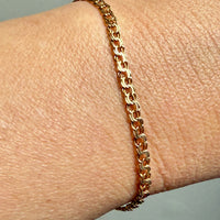 Vintage Lacey Double Link Solid 18k Gold Bracelet - 6.8 inch length