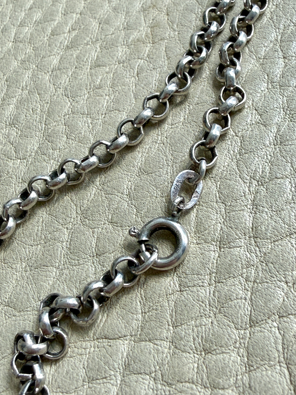 Vintage Silver Rolo Link Necklace- 23.6 inch length