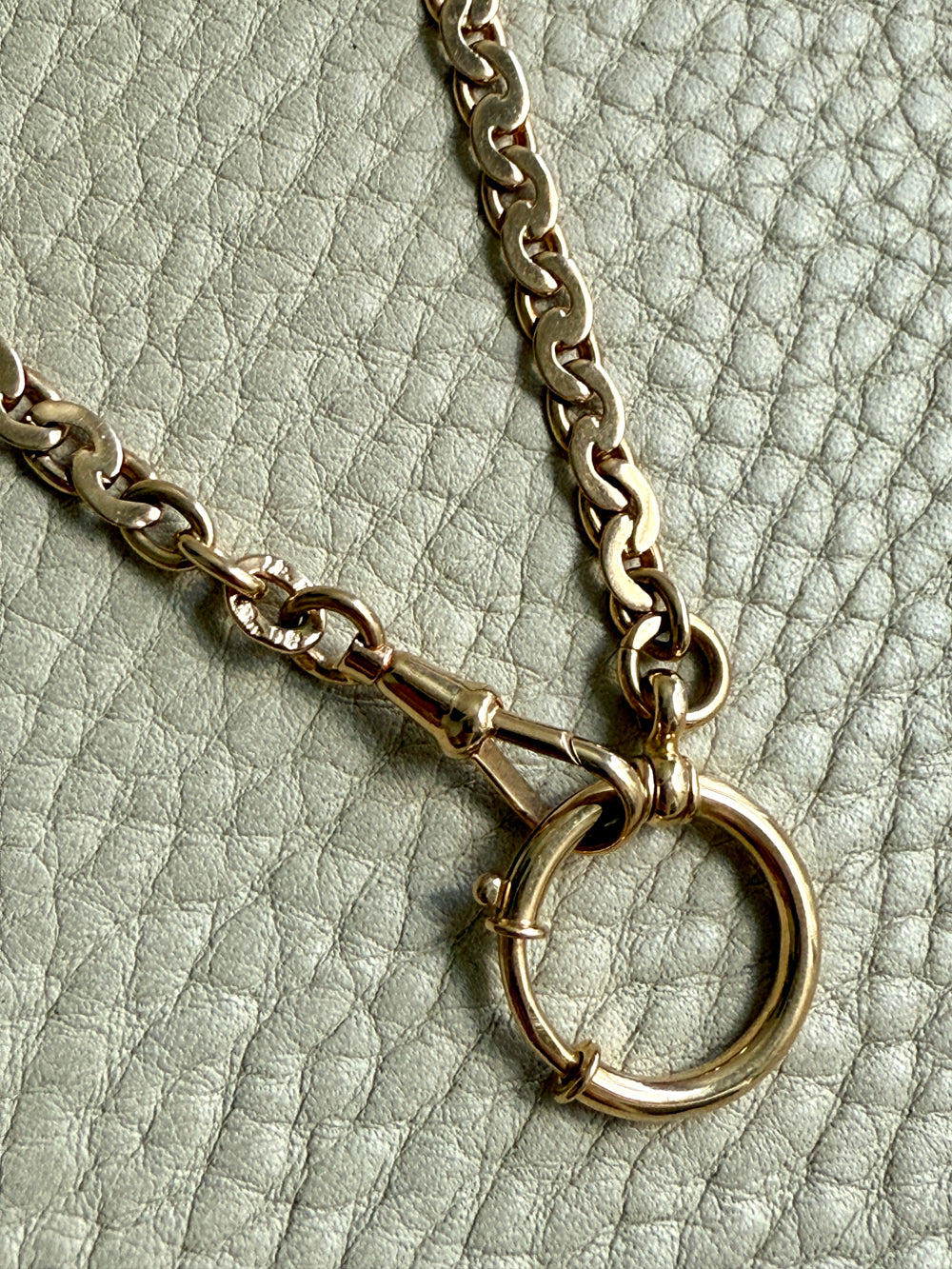 Dated 1930 18k Gold Virola Link Watch Chain Necklace Extender with Large Bolt Clasp - 10.25 inch length