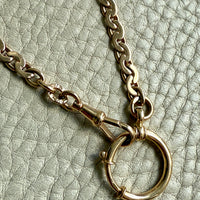 Dated 1930 18k Gold Virola Link Watch Chain Necklace Extender with Large Bolt Clasp - 10.25 inch length