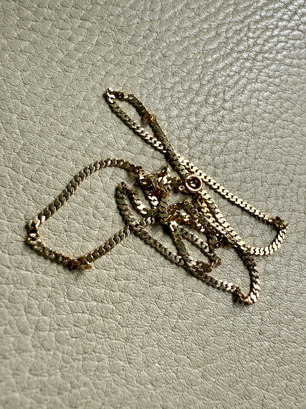 Scandinavian Vintage Pressed Curb Link 18k Gold Necklace - 17.5 inch length
