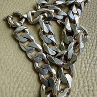 CHUNKY!! Sterling Silver Curb Chain Necklace - 20 inch length