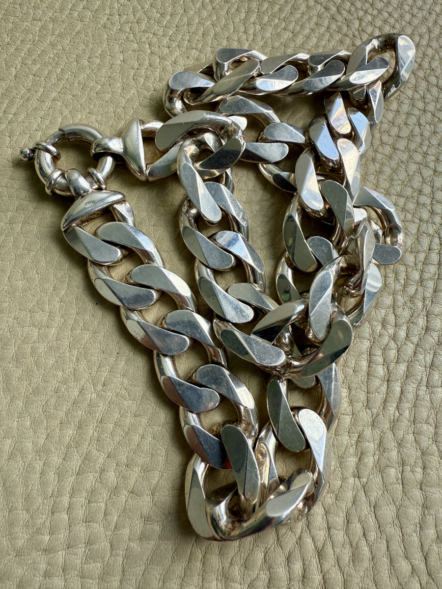 CHUNKY!! Sterling Silver Curb Chain Necklace - 20 inch length