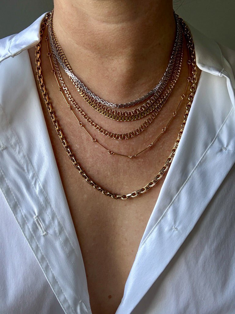 1923-1965 Swedish 18k gold pressed curb link necklace, graduated width - 17.3 inch length