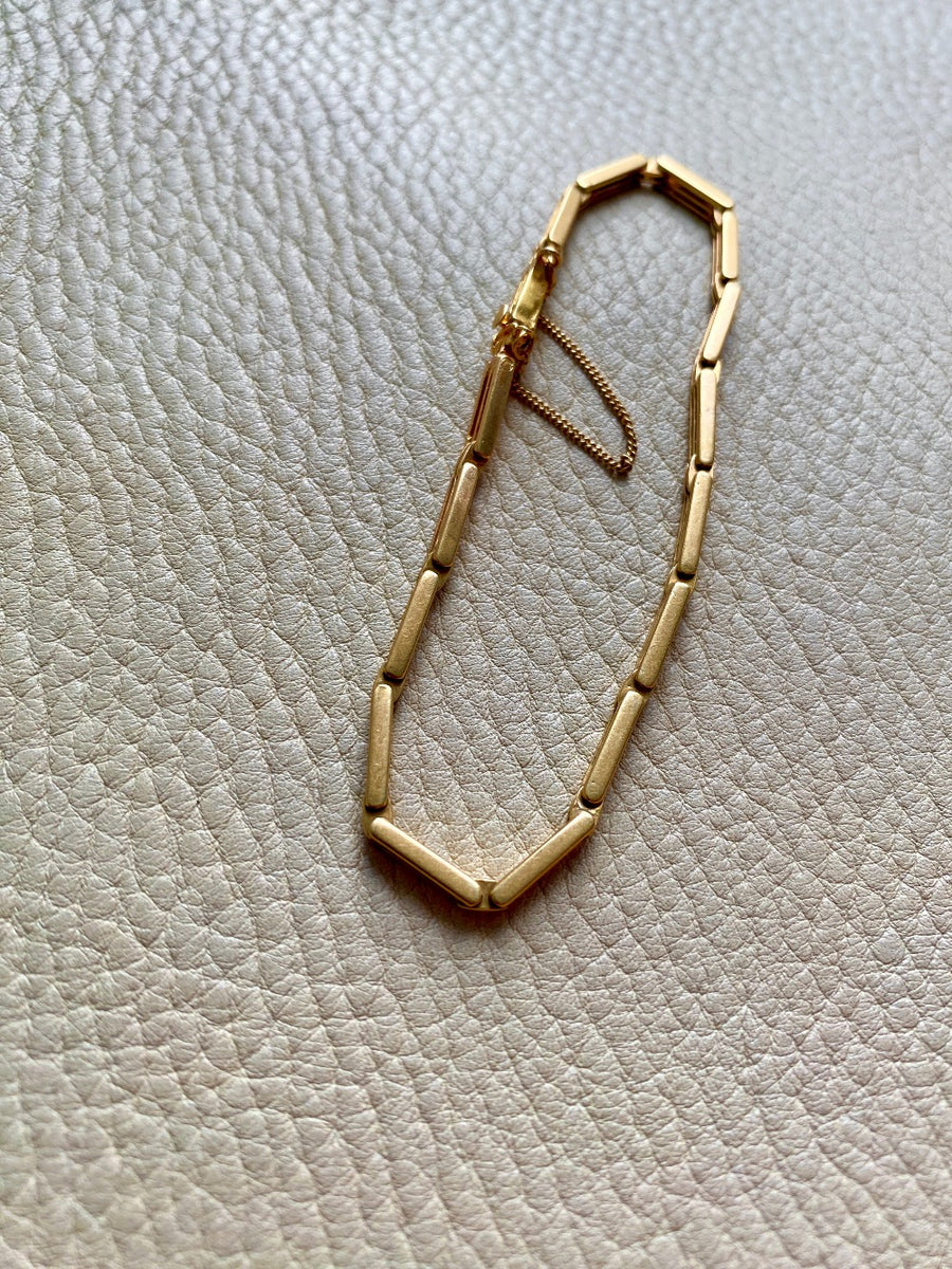 Extraordinary! Antique 18k gold slotted link bracelet - 7 inch length
