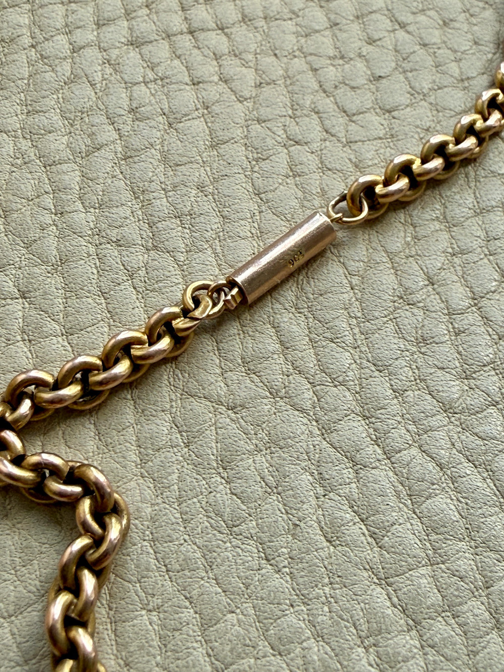 Antique 9k Gold Cable Link Necklace with Barrel Clasp - 17.5 inch length