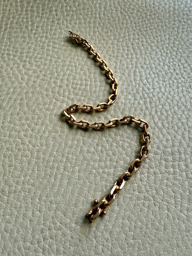 1962 Swedish Vintage 18k Gold Biker Link Bracelet 4.8mm width - 7.5 inch length