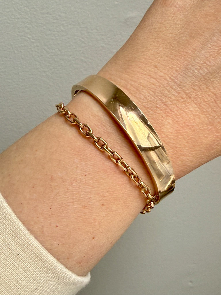 1960s era Vintage Danish 14k Gold Hinged Bangle Bracelet – 7 inch Interior Circumference