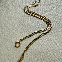 18k Gold Vintage Curb Link Watch Chain Necklace with Sheathed Fastener- 17.1 inch length