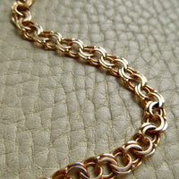 1966 Vintage Double Link Solid 18k Gold Bracelet - 7.2 inch length
