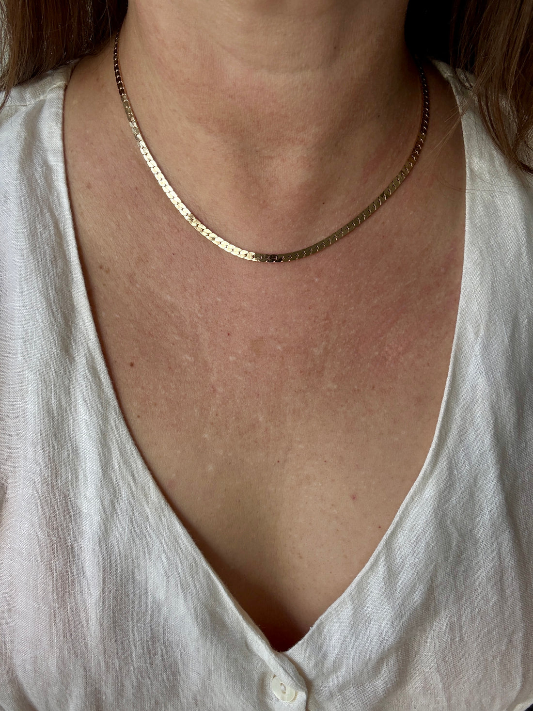 EXCELLENT! Vintage Italian 18k gold special tight curb chain mirrored necklace by Balestra- 17 inch length