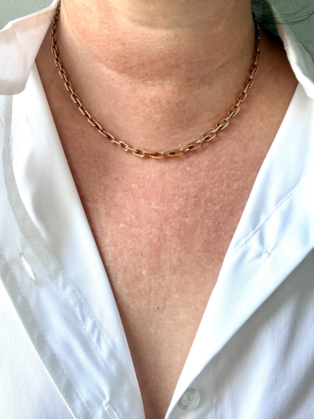 Vintage Swedish 18k Gold Graduated Elongated Link Necklace – 16.5 Inch Length