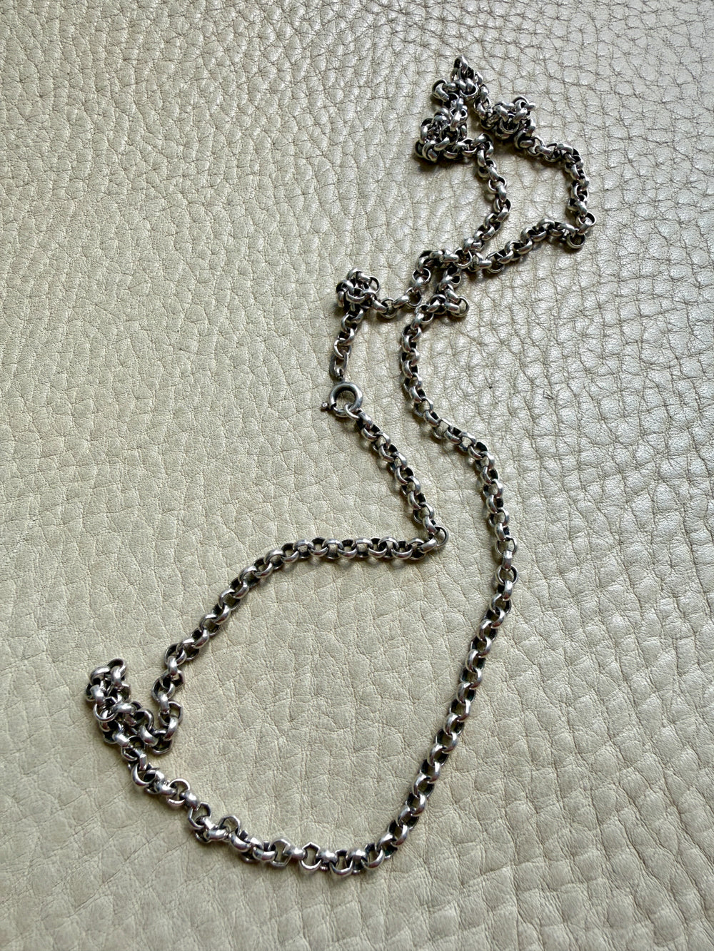Vintage Silver Rolo Link Necklace- 23.6 inch length