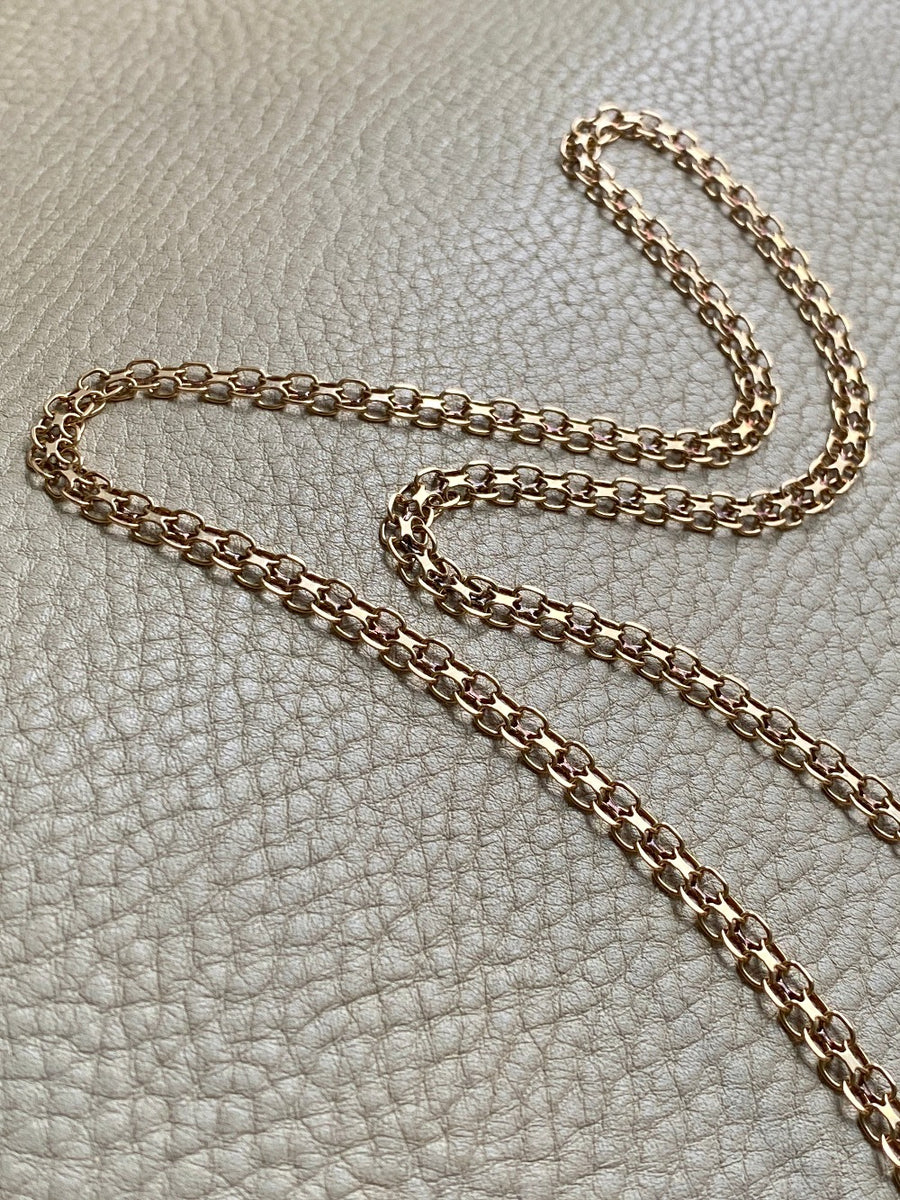 Long 18k gold vintage necklace - Slinky x-link by Tore Clareus - 24 inch length