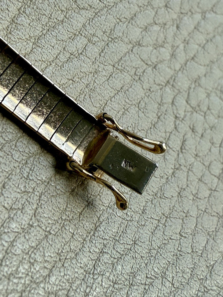 Italian Vintage High Polish Omega Link Bracelet in 14k Gold - 7 inch length