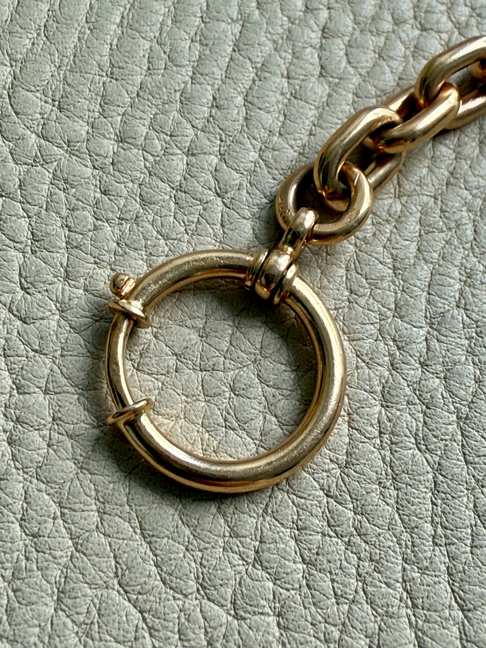 18k Gold Antique Rounded Biker Link Watch Chain Necklace Extender or Bracelet with Large Bolt Clasp - 9.2 inch length
