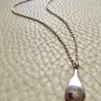 Vintage Signed Efva Attling Silver Flat Droplet Pendant &amp; Chain - 19.75 inch length