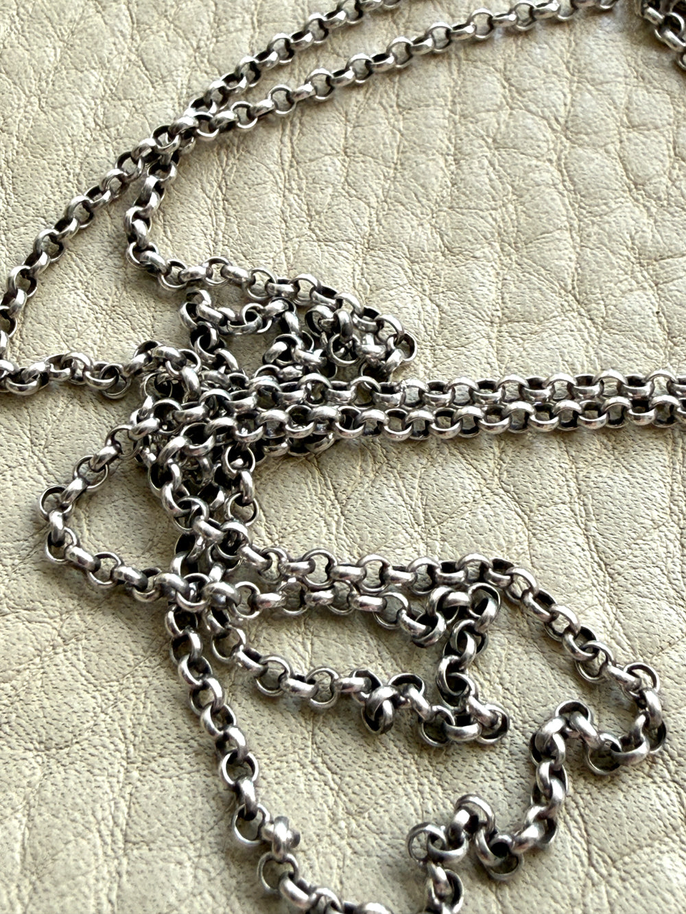Antique Double Rolo Link Necklace with Barrel Clasp - 18.8 inch length