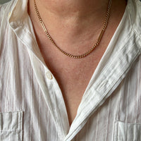 Vintage 18k Yellow Gold Bar and Curb Chain Necklace - 17.5 inch length