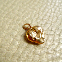 Vintage 18k Gold "Molared" Puffy Heart Charm – 0.75 inch Drop