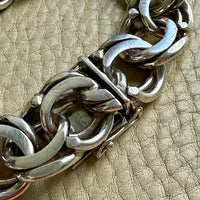 1976 Signed Heavy Swedish Double Curb Chain Silver Bracelet – 8.9 Inch Length