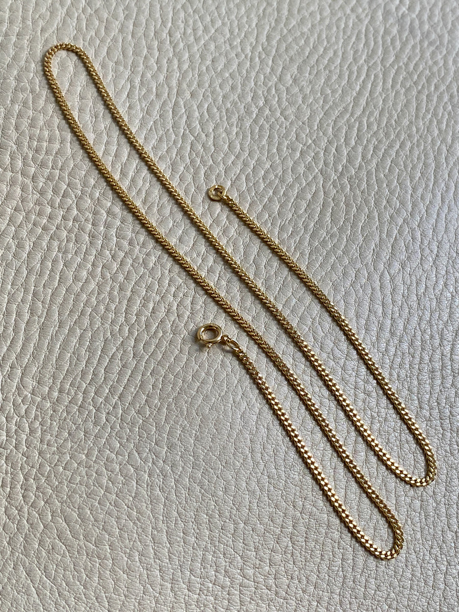 Vintage Italian Classic 18k gold curb link necklace, era 1944-1967 - 20 inch length