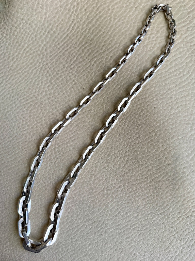 UNIQUE Chunky Sterling Silver Taxco Graduated Link Necklace - 22.9 inch length