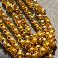 1834 Antique Long Length Rolo Link Necklace 22k Gold - 54.3 inch length