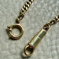 18k Gold Vintage Curb Link Watch Chain Necklace with Sheathed Fastener- 17.1 inch length