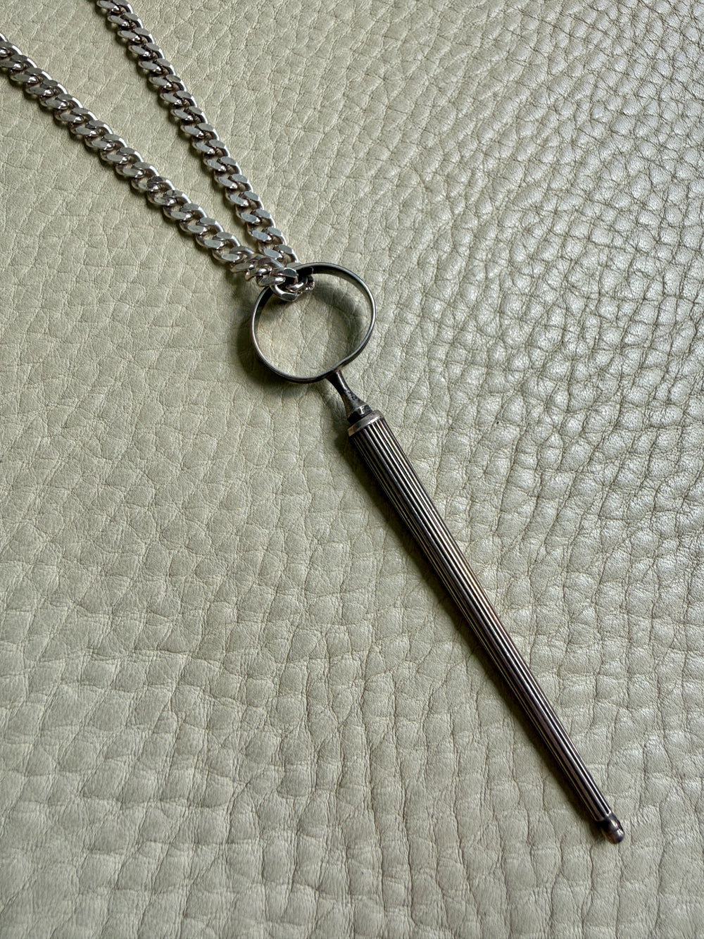 Dutch Antique Silver Awl with Screw Cover - Pendant - 3.5 inch length