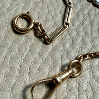 18k Gold Bar-Link Watch Chain Necklace with Dog Clip - 17 inch length