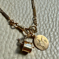 18k Gold Bar-Link Watch Chain Necklace with Dog Clip - 17 inch length