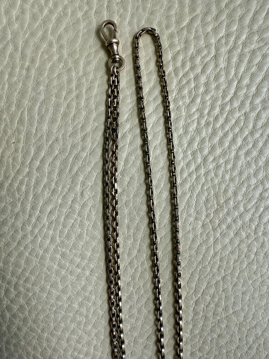 REDUCED! Antique Longuard Oval Belcher Chain in Pale Yellow 7k gold - 20 inch necklace length