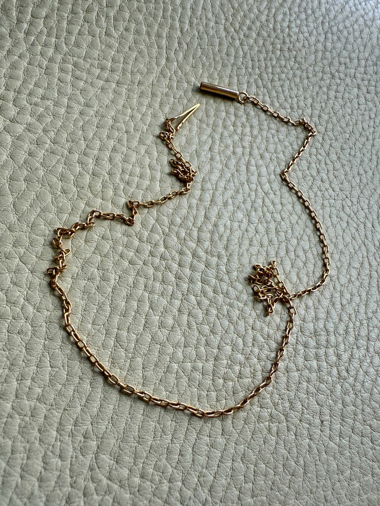 Antique Cable Link Necklace with Barrel Clasp - Solid 18k gold - 18.3 inch length